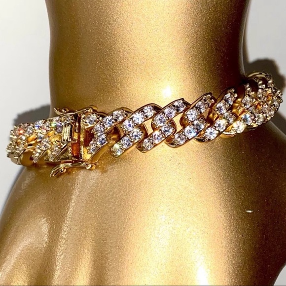 🔥Men's Ice Out 12mm 7.5” Miami Cuban Bracelet 14k Gold Plated Bling Bust Down - Picture 6 of 8